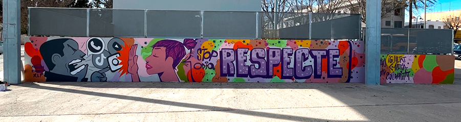 Mural pintado por los/as jovenes del barrio del cristo contra el bullying